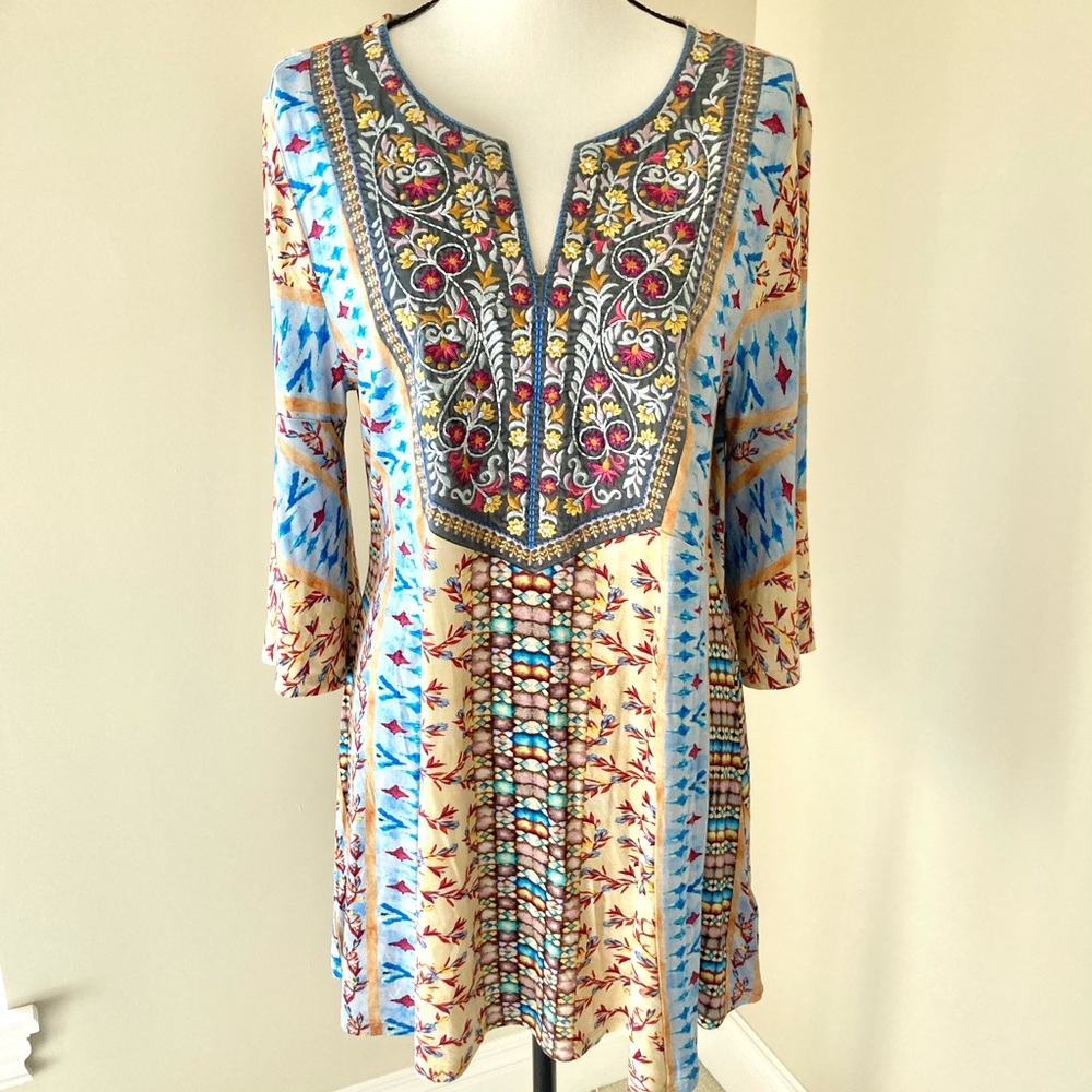 Soft Surroundings Fifi Split Neck Top Size L